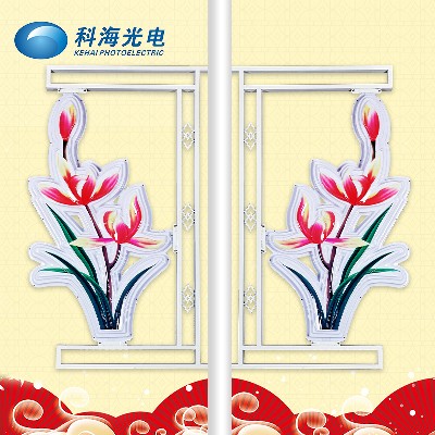 led蘭花燈造型燈節日 裝飾戶外路燈桿塑料大紅燈籠廠家批發